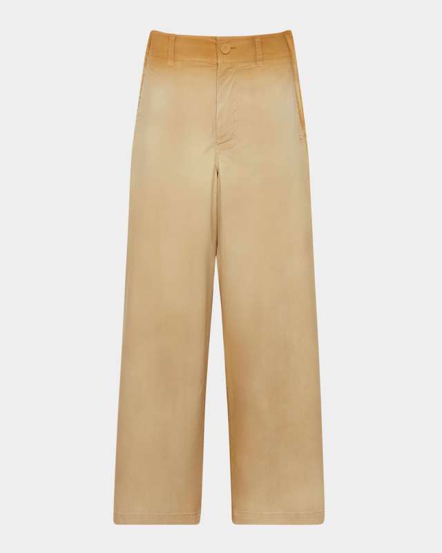 Pinch-Seam Garment Dyed Straight-Leg Trousers